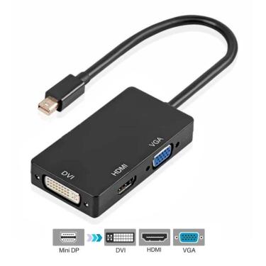 Imagem de Cabo Adaptador Conversor Mini Dp Para Hdmi + Dvi + Vga