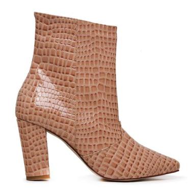 Imagem de Bota Croco Cano Médio Ground Salto Bloco com Zíper Lateral - Vitória L