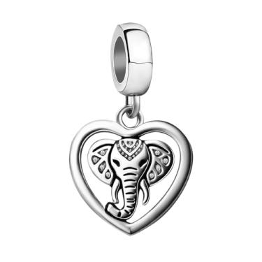 Imagem de JMQJewelry Pingente de elefante de animal da sorte compatível com pulseira Pandora, pedra do mês de abril, avó, amizade