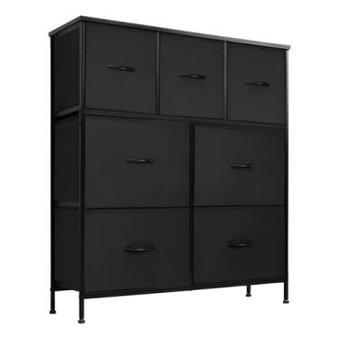 Imagem de Cômoda Organizadora Decoteam Com 7 Gavetas Multiuso Preto