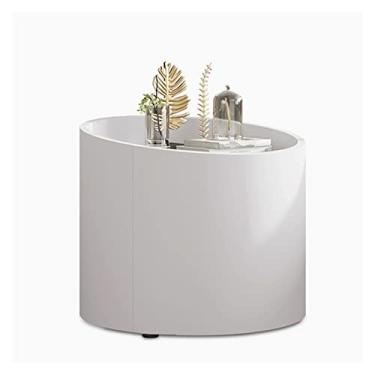 Imagem de Mesa de cabeceira cabeceira estilo quarto pequeno armário de armazenamento armário redondo armário de cabeceira mesa de cabeceira (cor: B, tamanho: 50 * 46 cm)