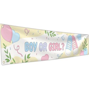 Imagem de Banner para menino ou menina - Banner Welcome Baby In Bloom 1,8 x 0,4 m - Oh Baby Decorações Ele ou Ela para Chá de Bebê ou Festa de Revelação de Gênero