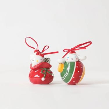 Imagem de Blue Sky Clayworks Hello Kitty e Cinnamoroll Conjunto de enfeites de Natal para presente perfeito, decorações de férias, conjunto de 2, cerâmica, 24012