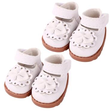 Imagem de 2 Pares Mini Pelúcia Bonecas Sapatos, Adoráveis Mini Sapatos de Couro Acessórios Pelúcia Kawaii da Moda Adequados para Brincar e Exibir (Branco)