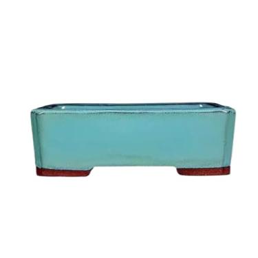 Imagem de URGDWEKJY Vaso de flores 14 cm de cerâmica colorido esmaltado vaso de bonsai roxo areia retangular verde esmaltado vasos de plantador