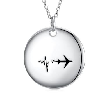 Imagem de Plesitep Colar de avião para mulheres, prata, avião, viagem, piloto, moeda, colar, minimalista, delicado, gravado, joia com pingente