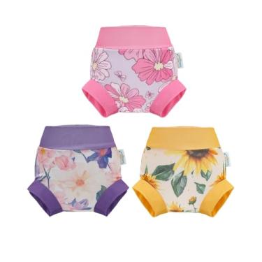 Imagem de Babygoal Fraldas de natação reutilizáveis para bebês, pacote com 3, ajustáveis, laváveis, impermeáveis para recém-nascidos a meninos e meninas de 3 anos, 3YKS04-2-3T-B