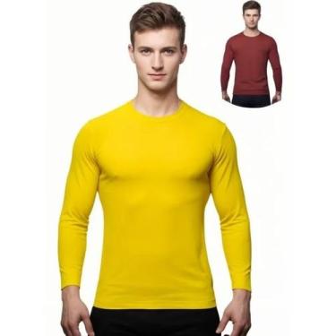 Imagem de Kit 2 Camisas Masculina Manga Longa Malha Fria - Genérico, Amarelo, Bo