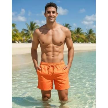Imagem de Short Bermuda Praia Masculino Neon Mash, Laranja neon, G
