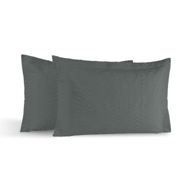 Imagem de Kit 02 Portas Travesseiros Percal 180 Fios Silver 60% Algodão 40% Poliéster - Grafite