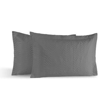 Imagem de Kit 02 Portas Travesseiros Percal 200 Fios Algodão Gold 100% Algodão - Grafite