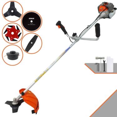 Imagem de Aparador de Grama Vulcan VR330P À Gasolina 33cc 1,2HP Completa 5 Opções de Corte Com Guidão Antivibração Facas 2 Pontas, 3 Pontas, 6 Pontas, 80 Dentes