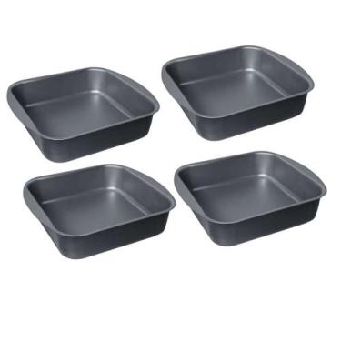 Imagem de Kit 04 Assadeiras Tabuleiro Quadrada Teflon Nº 01 - 2.4L - MARCOLAR