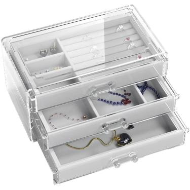 Imagem de Porta Joia Organizador Sofisticado em Acrílico C/ 3 Gavetas