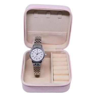 Imagem de Relógio Tuguir Feminino Ref: Tg30377 Prateado Estojo Porta Jóias
