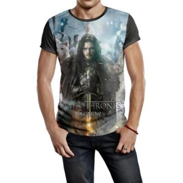 Imagem de Camiseta Masculina Game Of Thrones Jon Snow Ref:34 - smoke, Preto, GG