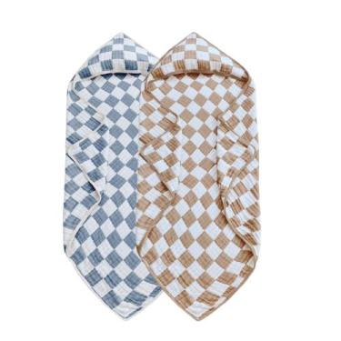 Imagem de Toalhas de bebê Brnabiou, pacote com 2, musselina com capuz, 81x81 cm