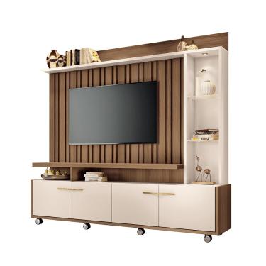 Imagem de Home Theater Decorativo Perseu TV até 60 Polegadas com LED Castanho/Off White  G26 - Gran Belo