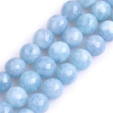 Imagem de GEM-Inside 10 mm azul água-marinha cor jade contas redondas facetadas soltas para fazer joias 38 cm