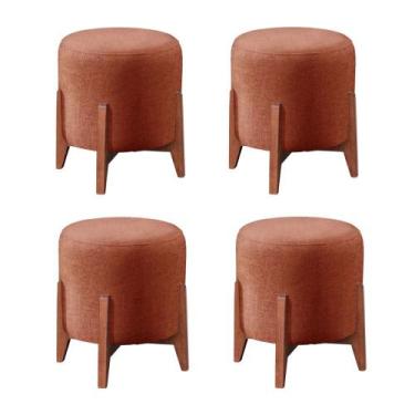 Imagem de Conjunto 04 Puff Thor Banqueta Pés Madeira Catânia Hall - Straso Decor