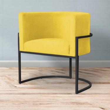 Imagem de Poltrona Decorativa Escritório Luna Suede Base Preta - Straso Móveis, 