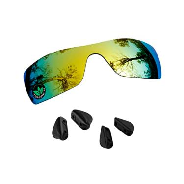 Imagem de Raydi Lentes de reposição de policarbonato e protetores de nariz para óculos de sol Oakley Ridgeline OO9419, Espelho dourado flare - polarizado, One Size
