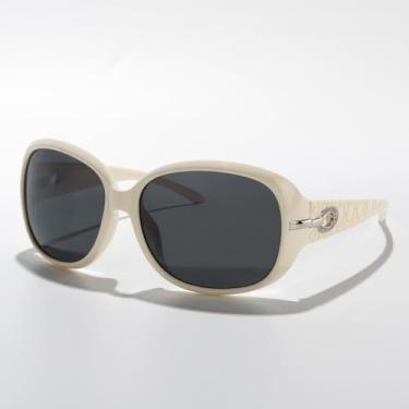 Imagem de Óculos de sol modernos com strass para mulheres, armações retrô grandes clássicas, glamourosas, para festas, casamentos, eventos noturnos, Armação bege/lente preta, Lens Width: 62 Millimeters