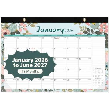 Imagem de Calendário de mesa 2026, calendário mensal grande de mesa (janeiro de 2026 - junho de 2027) 43 x 30 cm, planejador de parede de mesa para professores de família, material escolar, material de
