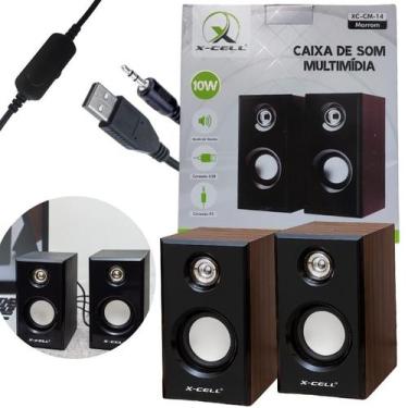 Imagem de Caixinha de Som Para PC P2 USB Potente Amplificada Madeira - X-CELL, M
