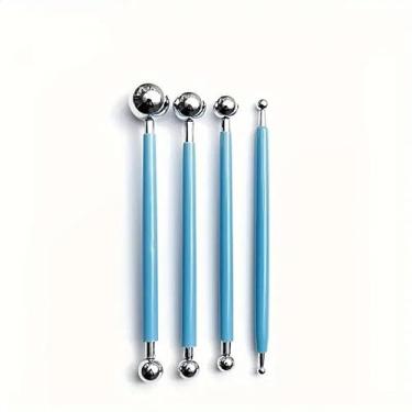 Imagem de 4 ferramentas de pontilhamento, bola de argila de cerâmica, ferramentas de pintura de pontos, ferramenta de gravação de escultura de argila de cerâmica para mistura de unhas de rocha, desenho