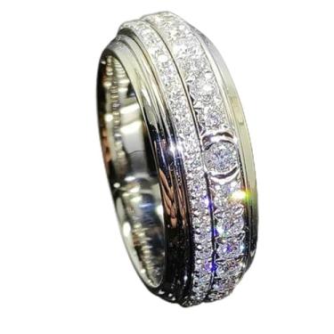 Imagem de Anéis de noivado de zircônia cúbica banhados a prata, alianças de compromisso, festas noturnas, presentes de dia dos namorados, alianças de eternidade para mulheres, 8, Cobre, Sem pedra preciosa