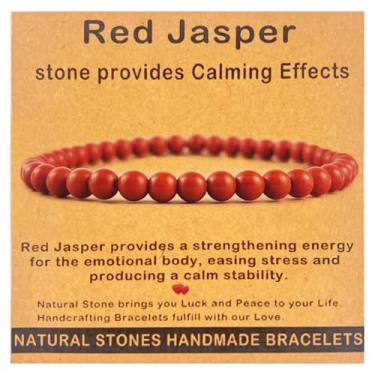 Imagem de Pulseira feminina de pedra preciosa de 4 mm feita à mão - joia de cristal de energia positiva e cura para alívio da ansiedade, equilíbrio de chakras, meditação. Presente significativo para ela, mãe