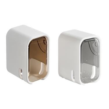 Imagem de Pacote com 2 porta-escovas de dentes simples montado na parede, elegante e sem perfuração, suporte para escova de dentes doméstica