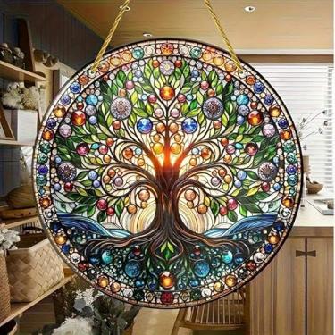 Imagem de Árvore da Vida Anticolisão Adesivos Adesivos de Janela para Evitar Ataques de Pássaros na Janela, Adesivos Decorados Impermeáveis de Cola de Vidro