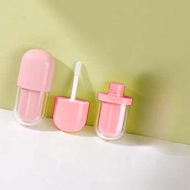Imagem de 3 tubos vazios de brilho labial recarregáveis, mini batom colorido fofo para brilho labial faça você mesmo, recipientes redondos para brilho labial, tubos e varinhas, 3 ml