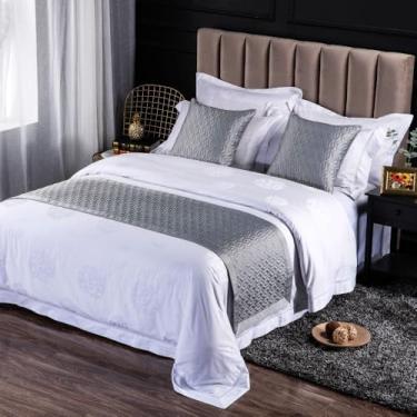 Imagem de Cobertor de cama com forro de algodão rômbico, cachecóis de cama, corredores de cama, colcha decorativa, corredores de cama king, para capa solteiro casal king size cinza escuro||50 x 210 cm para cama