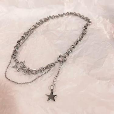 Imagem de Colar de camada dupla estrela vento frio no hip-hop seção curta corrente de clavícula corrente maré pescoço