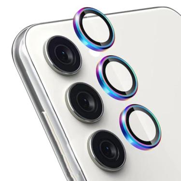 Imagem de Protetor de câmera para smartphone Samsung Galaxy A55, compatível com folhas protetoras, vidro temperado com anel de metal, acessórios anti-arranhões, adequado para câmera A55, design colorido