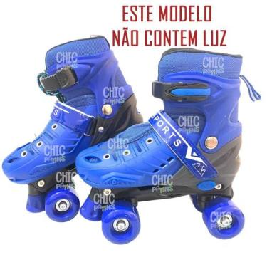 Imagem de Patins Infantil 4 Rodas Sem Led Menino Menina Preto Rosa Azul - chivid