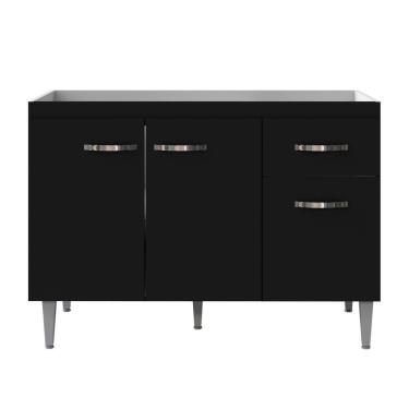 Imagem de Balcão Para Pia Gabriela 120 Cm 3 Portas Preto Ajl