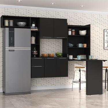 Imagem de Cozinha Compacta Com Mesa Dobrável Sofia Multimóveis Preta
