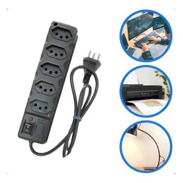 Imagem de Régua Elétrica Filtro De Linha 5 Tomadas Bivolt Com Fusível - Eletropl