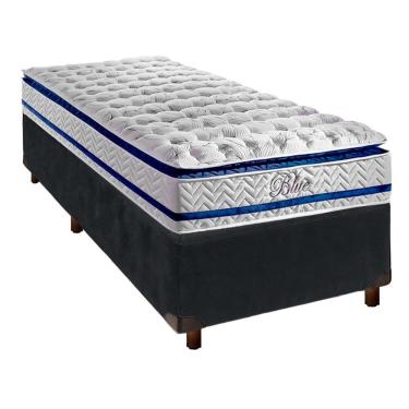 Imagem de Conjunto Cama Box Cinza Solteiro + Colchão Molas Ensacadas Blue Paropas