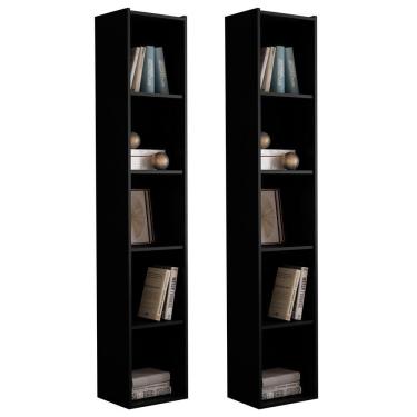 Imagem de Kit 2 Estantes Livreiro Multiuso Janaína 5 Nichos Preto