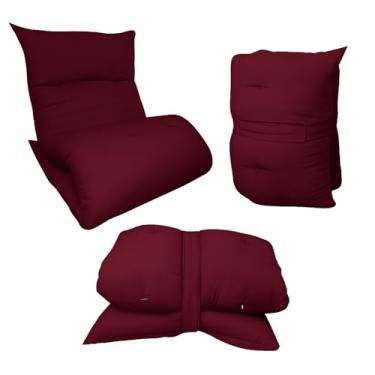 Imagem de Almofada Futon Dobrável 170x60x9cm Colchonete Multiuso Chão Sofá Visita Meditação Macia(Vinho)