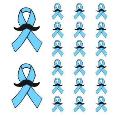 Imagem de Broche de conscientização de saúde masculino Blue Ribbon Broche de conscientização do câncer de próstata com design de barba preta emblema de metal, Small, Metal, Sem Pedra Preciosa