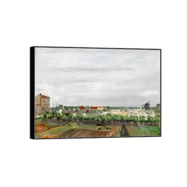 Imagem de BMZFYBS Imagem de arte de parede de paisagem - impressões em tela vintage - pintura com moldura preta para sala de estar decoração de casa de fazenda 70 x 100 cm 27 x 39 pol