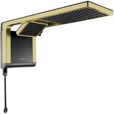 Imagem de Lorenzetti Acqua Duo, Chuveiro Eletrônico 7800W, Preto com Acabamento Matte Gold, 220V, Duplo Jato