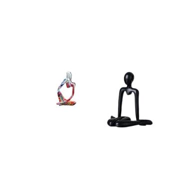 Imagem de Fenteer Estátua de Resina Do Pensador, Escultura Abstrata Colecionável para Quarto, Gaveta, Escritório, Loja, Estante, Peça Decorativa Simples para Mesa, Armá