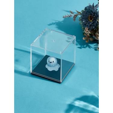 Imagem de 1 caixa de acrílico transparente, minifiguras de plástico quadrado transparente, caixas de armazenamento de bonecas à prova de poeira com base preta para modelos, 7 x 7 x 7,4 cm